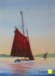 seascape, landscape, sea, boat, sailboat, canada, maritimes, prince edward island, original watercolor painting, oberst